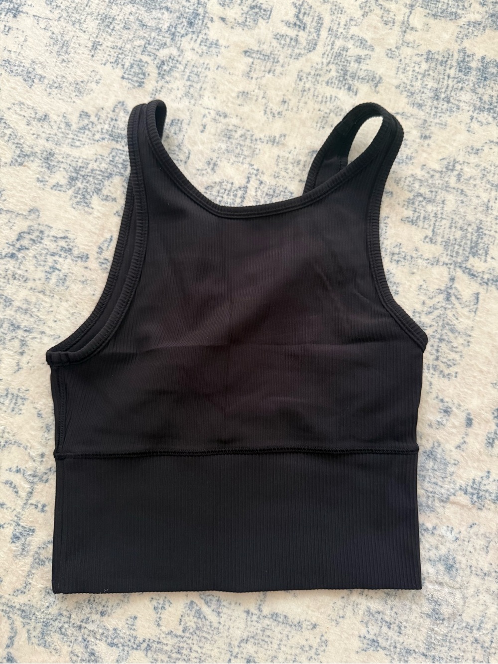 Lulu Lemon Black Ribbed Cropped Tank Top